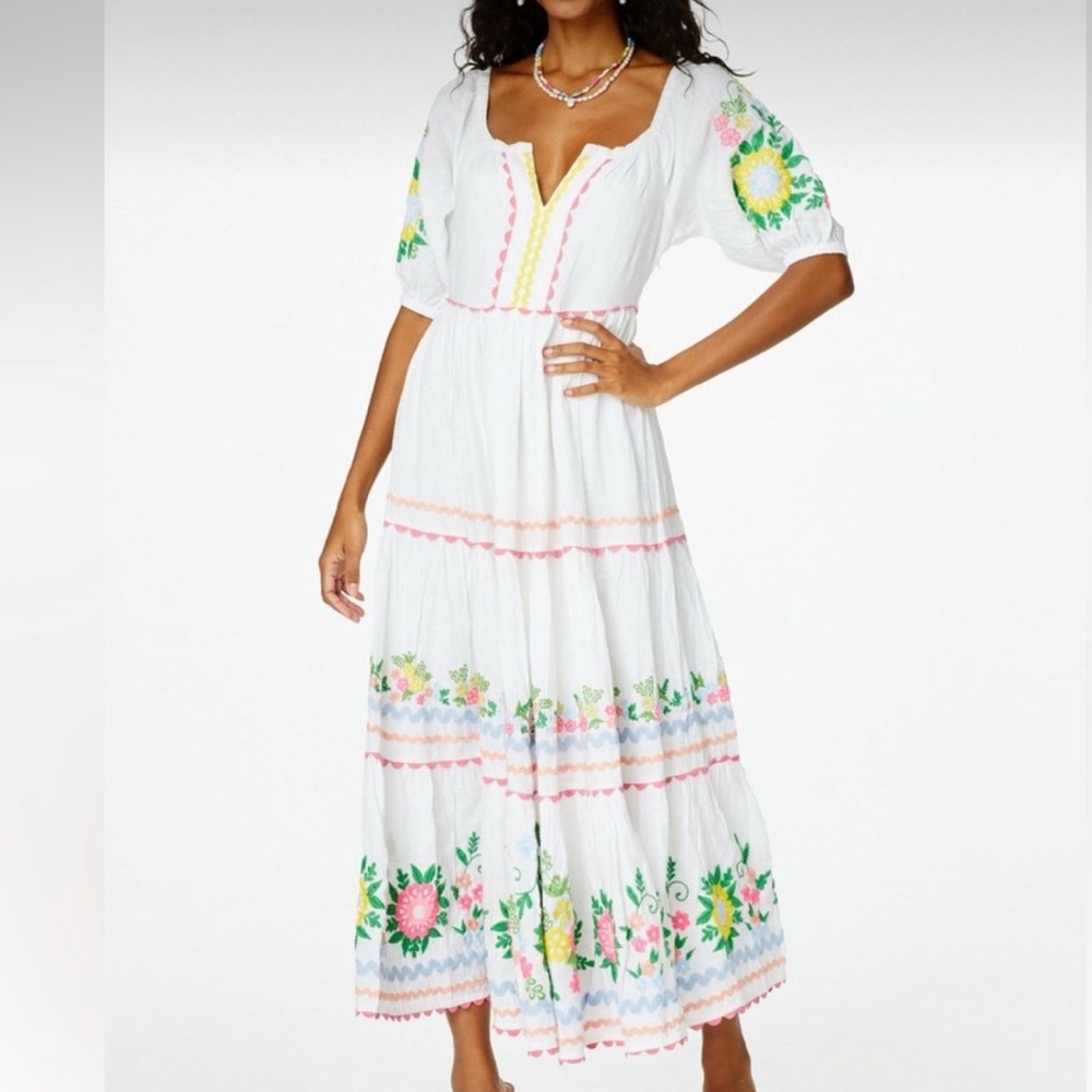 Roller Rabbit White Floral Maxi Dress
